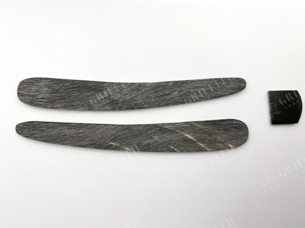 Straight Razor Scales For 5/8-6/8 Blades - Black With White Streaks Buffalo Horn One Pair/set
