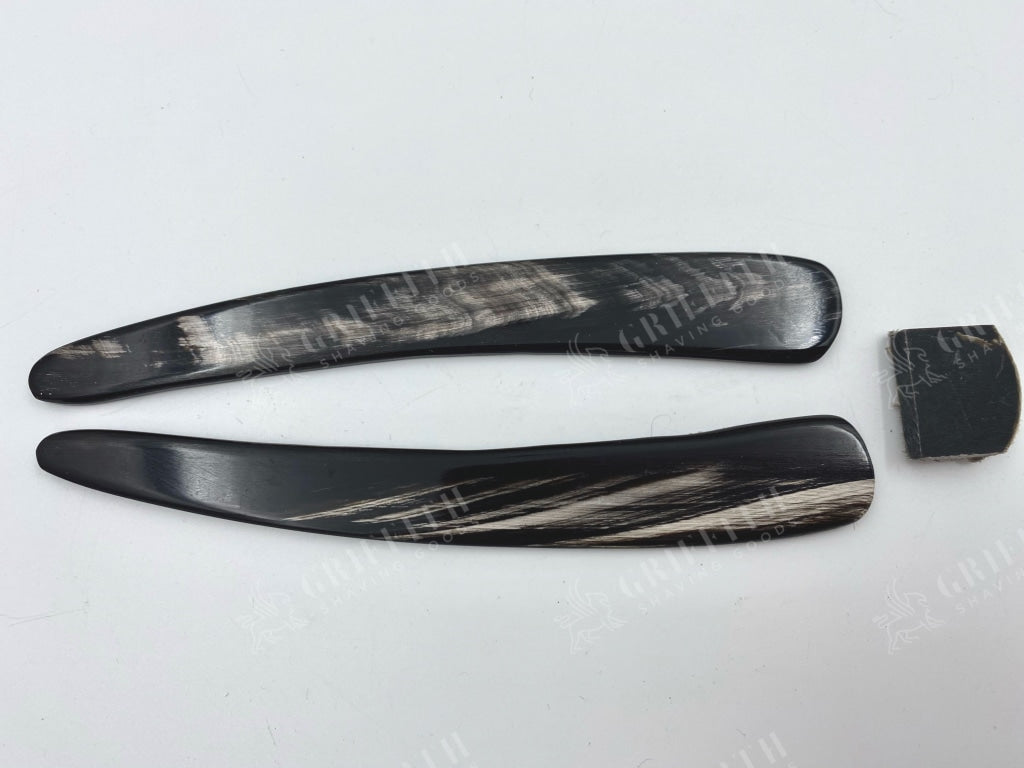 Straight Razor Scales for 7/8-8/8 Blades - Black with white streaks Buffalo Horn - One Pair/Set