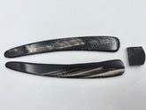 Straight Razor Scales For 7/8-8/8 Blades - Black With White Streaks Buffalo Horn One Pair/set