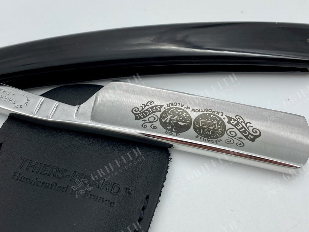 Thiers Issard 6/8 Medaille Dor Alger Etch - Black Horn Scales Singing Straight Razor